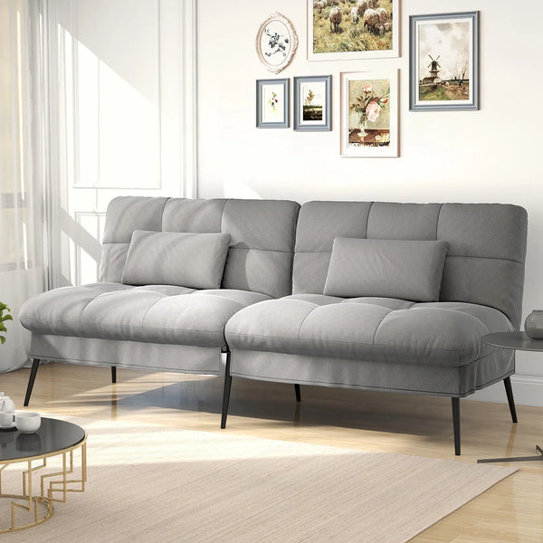 COMHOMA Fold-out Futon Cover Sofa Sleeper - Versatile 3-Seater Corner Sofa Bed with Adjustable Backrest