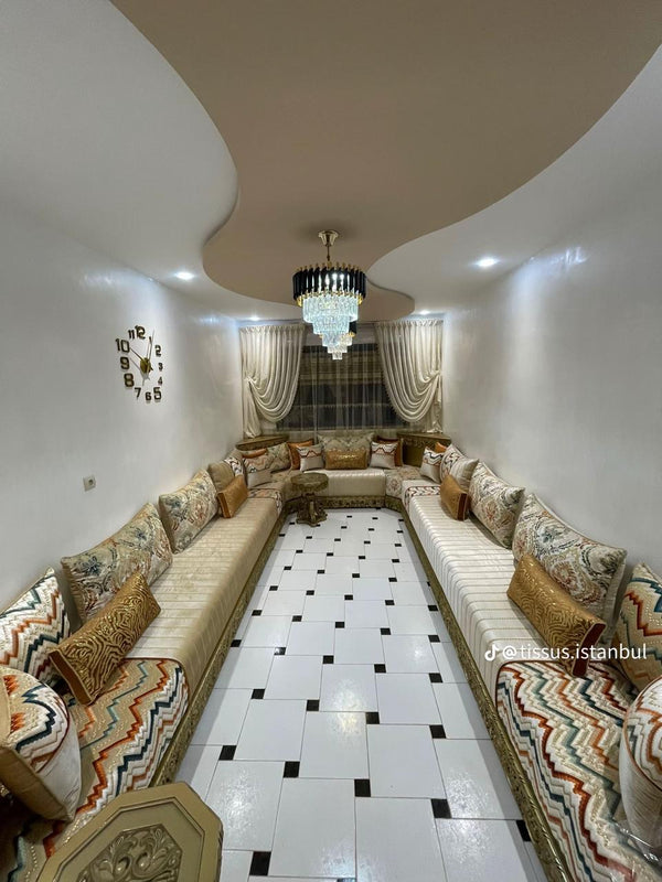 Luxuriöses marokkanisches Majlis-Sofa-Set – Maßgefertigter, handgefertigter Salon-Berber