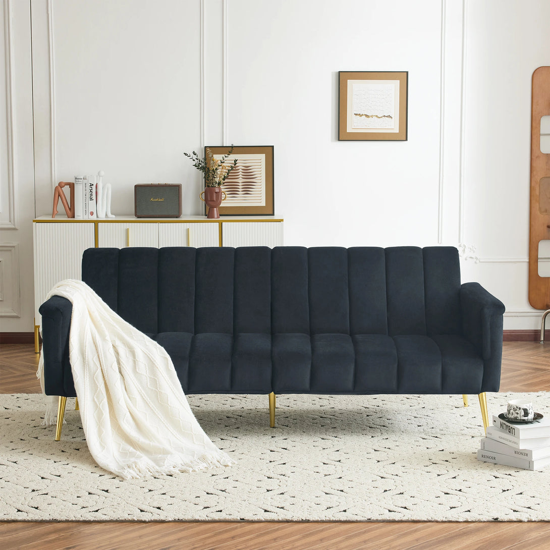 Luxurious Velvet Folding Sofa Bed with Auxiliary Legs - Comfortable Sleeping Function for Living Room & Bedroom
