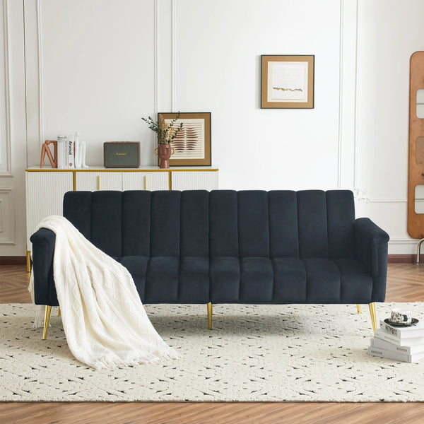 Luxurious Velvet Folding Sofa Bed with Auxiliary Legs - Comfortable Sleeping Function for Living Room & Bedroom
