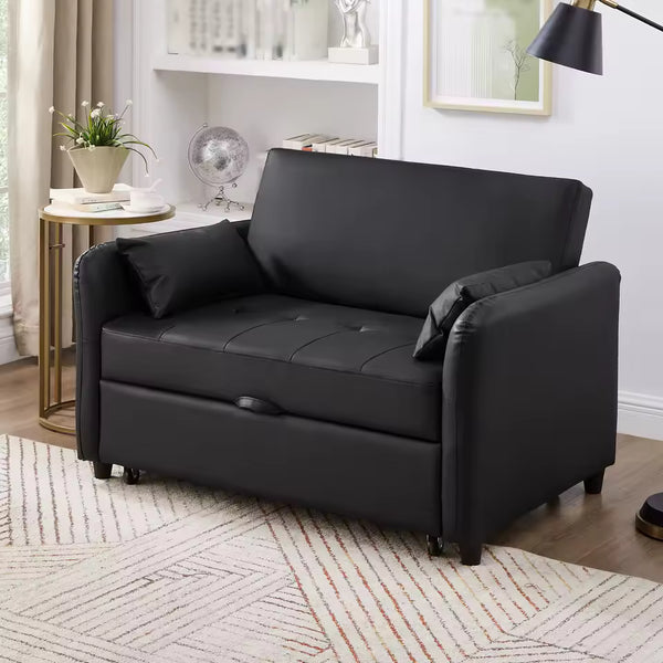 Versatile 2-Seater Sofa Bed with Extendable Chaise and Adjustable Backrest - Comfortable PU Material