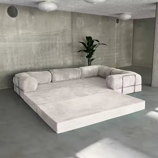 Luxurious High-Density Foam Corner Sofa Bed with Vacuum Compression - Modern Living Room Design