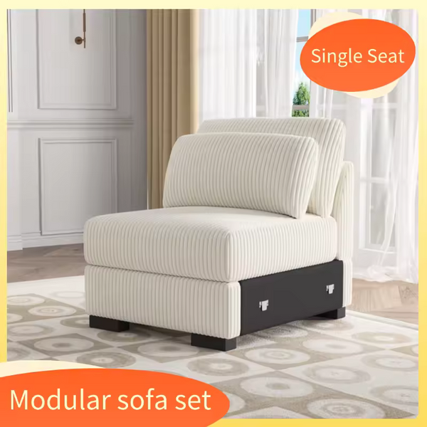 Creahappy Single-Seater Corduroy Modular Sofa - Modern & Scandinavian Style