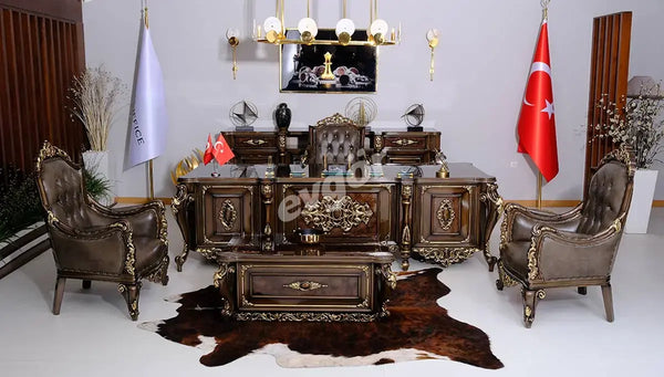 Asalet Klasik Makam Odası Takımı - Lüks ve Konforlu Yönetici Odası Mobilyası
