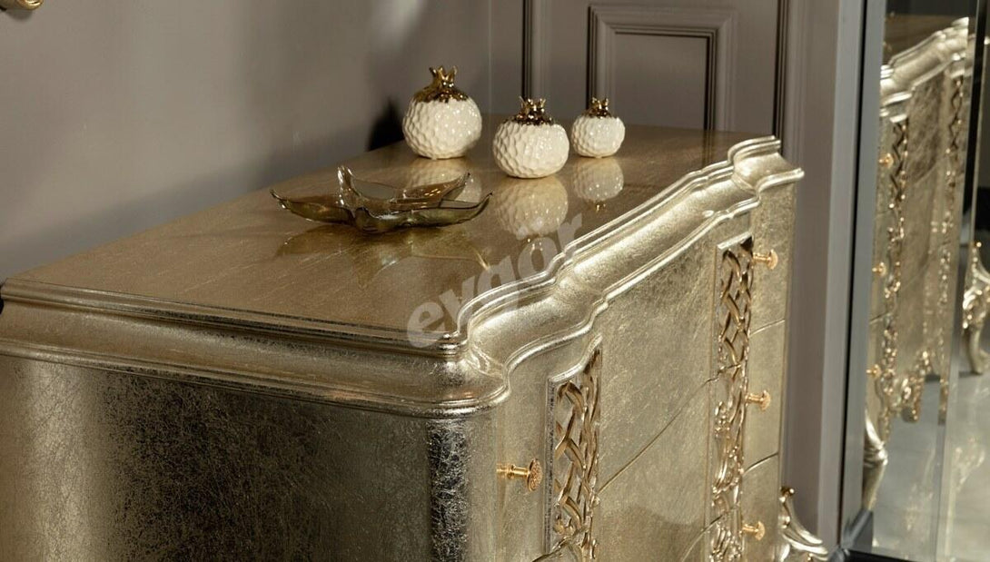 Beyzade Avangarde Luxury Bedroom Set - Designer MDF with Carved Details