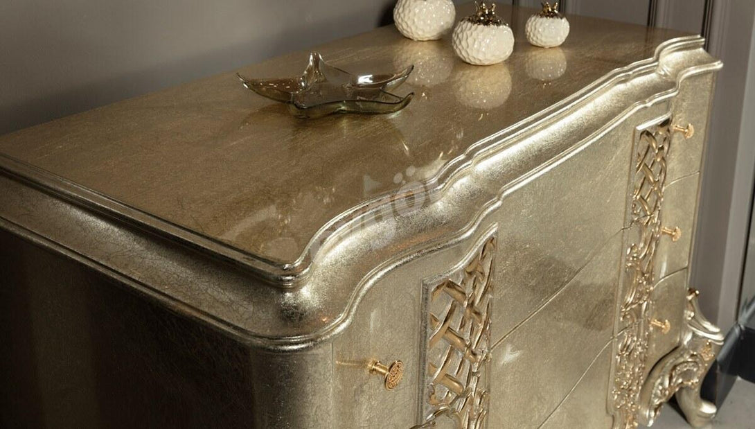 Beyzade Avangarde Luxury Bedroom Set - Designer MDF with Carved Details