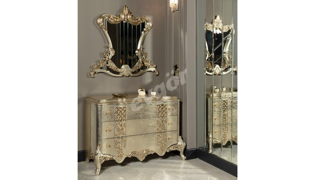 Beyzade Avangarde Luxury Bedroom Set - Designer MDF with Carved Details