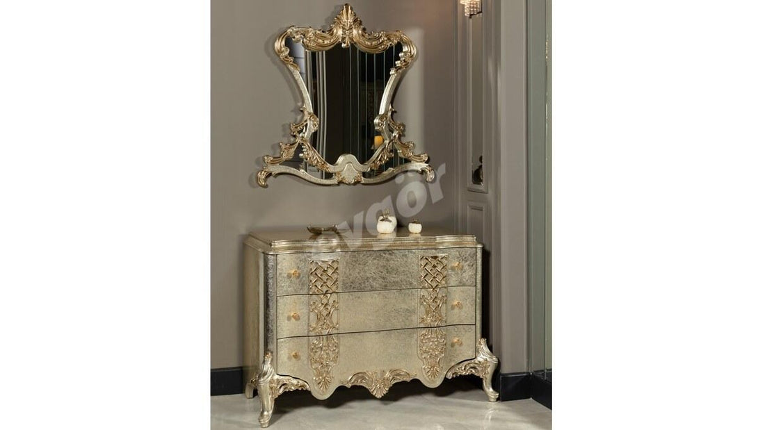 Beyzade Avangarde Luxury Bedroom Set - Designer MDF with Carved Details