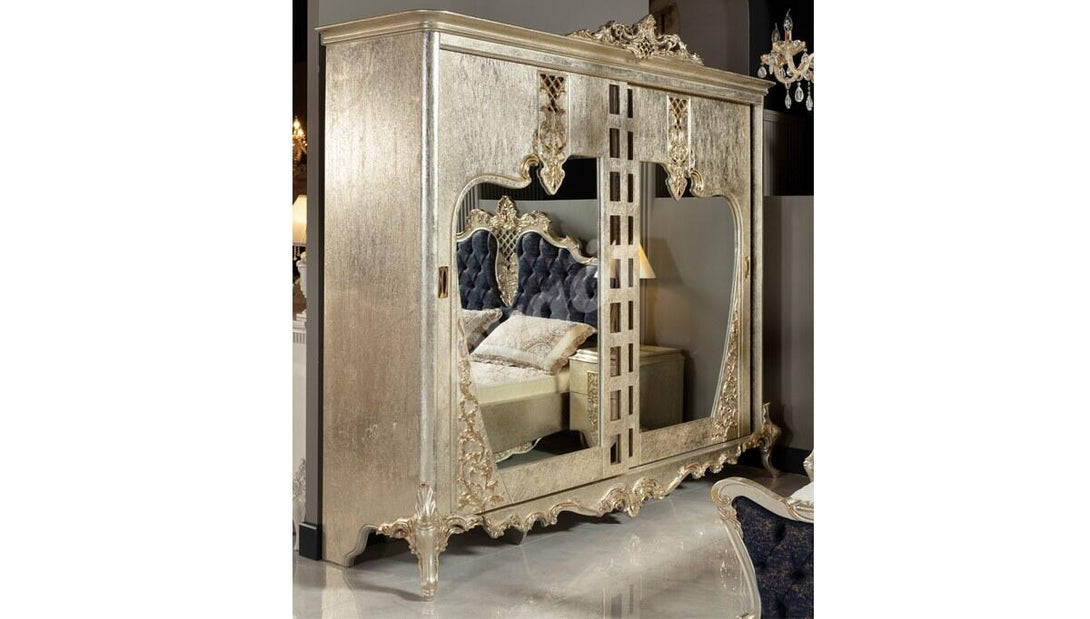 Beyzade Avangarde Luxury Bedroom Set - Designer MDF with Carved Details