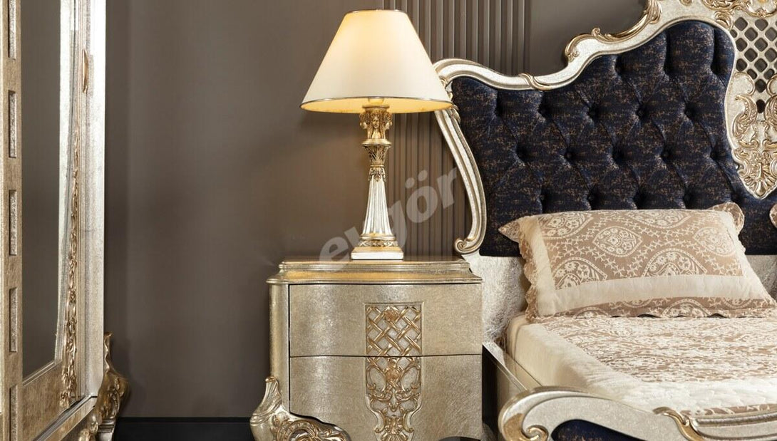 Beyzade Avangarde Luxury Bedroom Set - Designer MDF with Carved Details