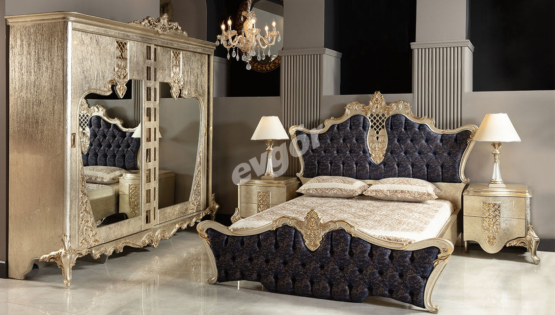 Beyzade Avangarde Luxury Bedroom Set - Designer MDF with Carved Details