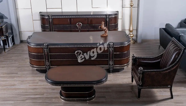 Luxury Budva Office Set: Executive Desk, Comfortable Chair, and Elegant Console