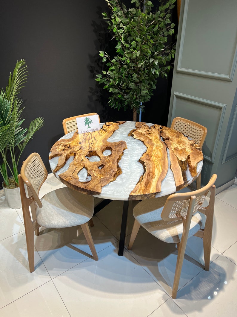 Round epoxy table, Pearl white epoxy, Round table, Custom round coffee table, Epoxy table, Epoxy coffee table, Olive wood,Olive table