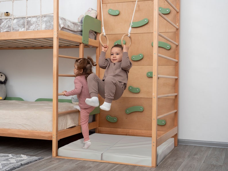 Bunk Bed, Montessori Bed for Twins, Toddler Bed, Twin Bed, Bunk Beds for Kids, Montessori Furniture, Bed Frame, Nursery Decor, Toddler Gym