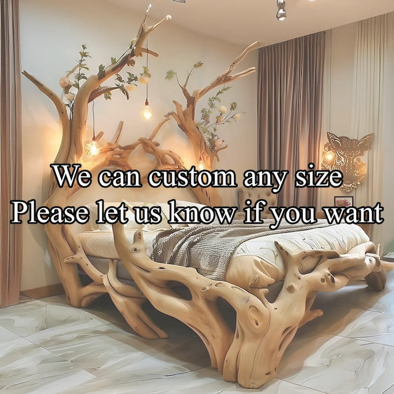 Handcrafted Rustic Reclaimed Wood Bed Frame - Queen/King Size Platform Bed with Solid Wood Headboard - Eco-Friendly Bedroom Decor