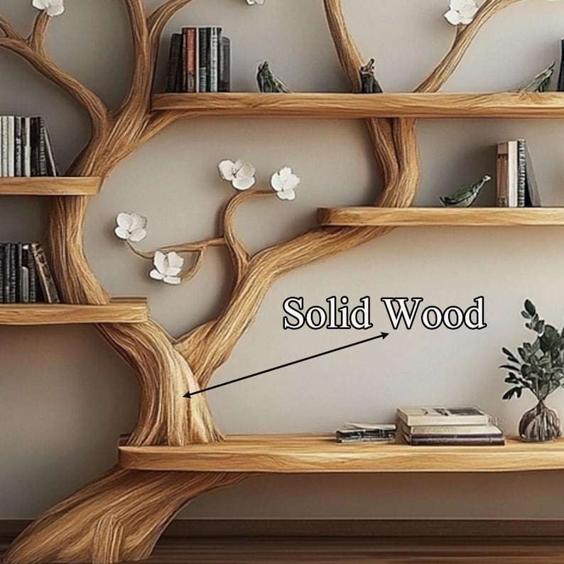 Handcrafted Live Edge Tree Branch Floating Shelves - Unique Rustic Wooden Bookshelf for Wall Decor