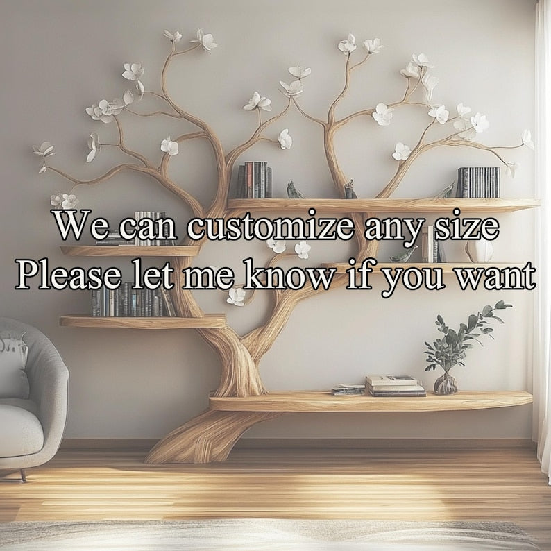 Handcrafted Live Edge Tree Branch Floating Shelves - Unique Rustic Wooden Bookshelf for Wall Decor