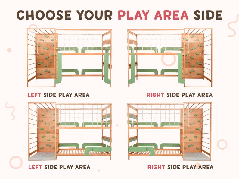 Bunk Bed, Montessori Bed for Twins, Toddler Bed, Twin Bed, Bunk Beds for Kids, Montessori Furniture, Bed Frame, Nursery Decor, Toddler Gym