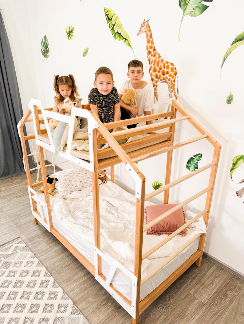 Toddler Montessori Tower Bed: Convertible Bunk Bed Frame with Twin Size, Ideal for Nursery Decor, Kids Playroom, and Indoor Playground Adventures