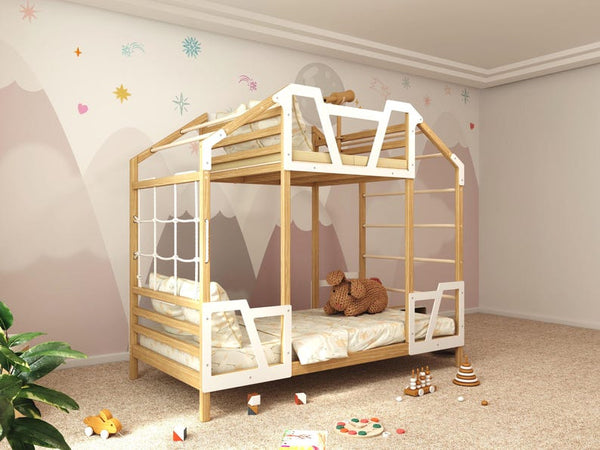 Toddler Montessori Tower Bed: Convertible Bunk Bed Frame with Twin Size, Ideal for Nursery Decor, Kids Playroom, and Indoor Playground Adventures