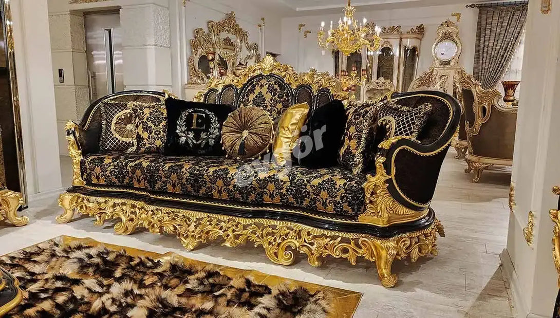 Kamelya Siyah Klasik Koltuk Takımı