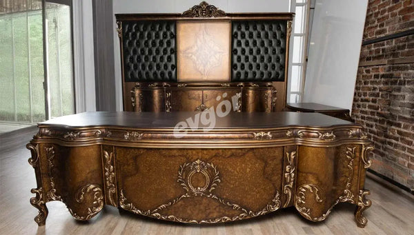 Kingston Klasik Executive Office Set - Luxurious Presidential Desk & Seating