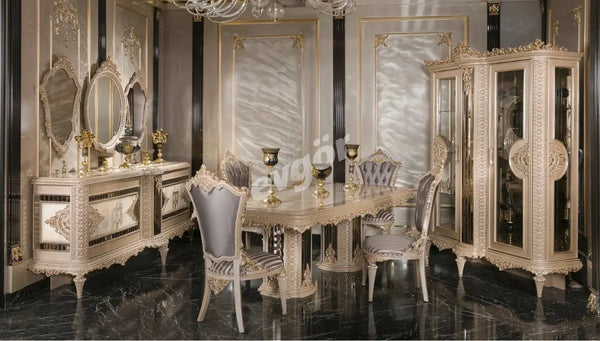 Laleli Krem Klasik Yemek Odası