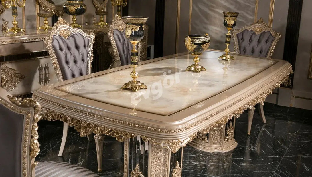 Laleli Krem Klasik Yemek Odası