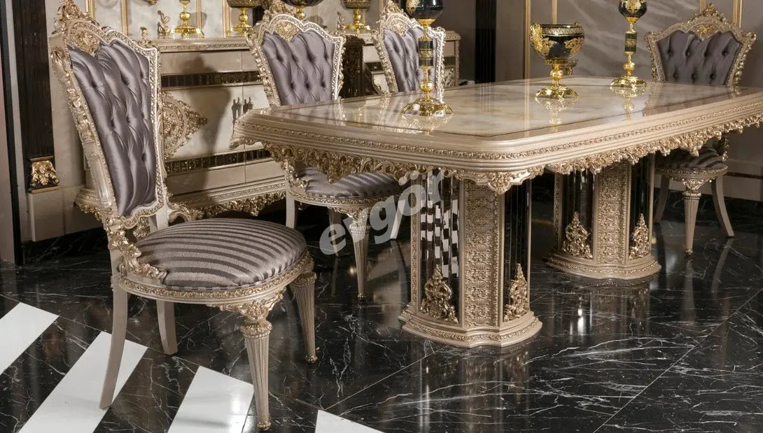 Laleli Krem Klasik Yemek Odası