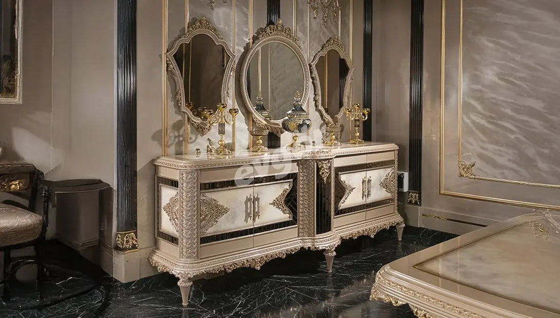 Laleli Krem Klasik Yemek Odası