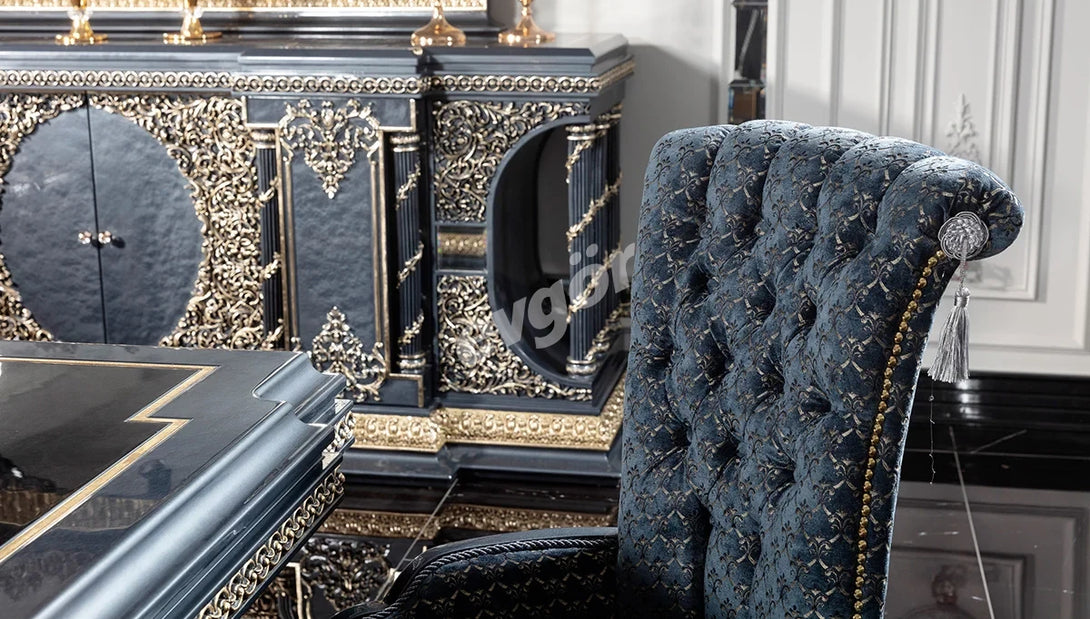 Piraye Mavi Klasik Yemek Odası