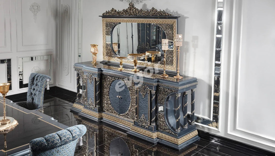 Piraye Mavi Klasik Yemek Odası