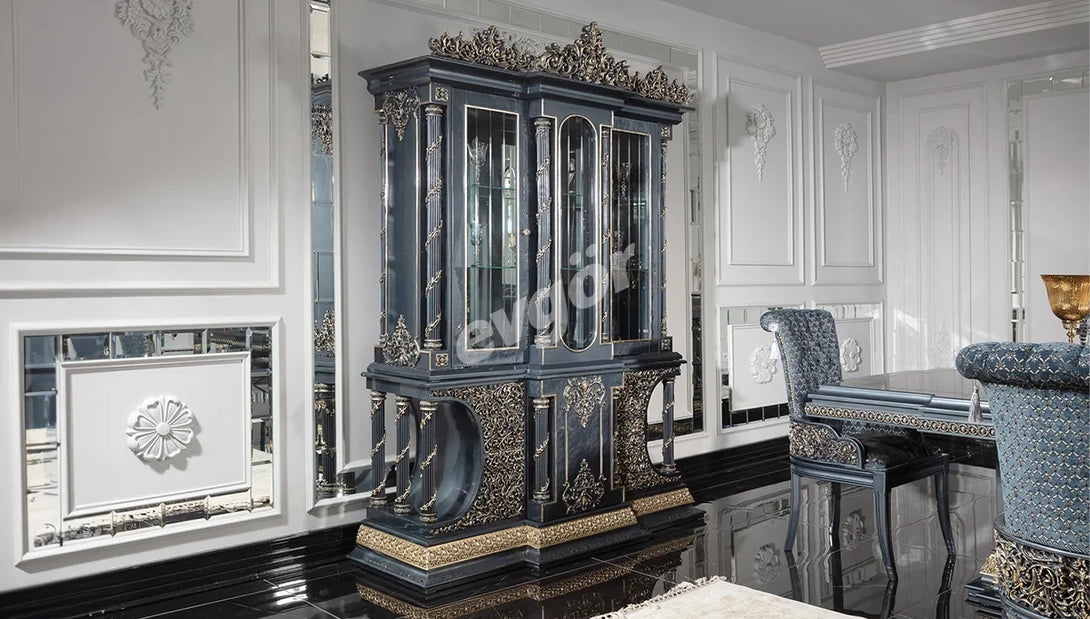 Piraye Mavi Klasik Yemek Odası