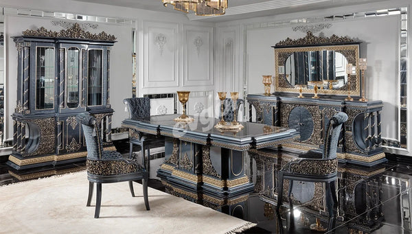 Piraye Mavi Klasik Yemek Odası