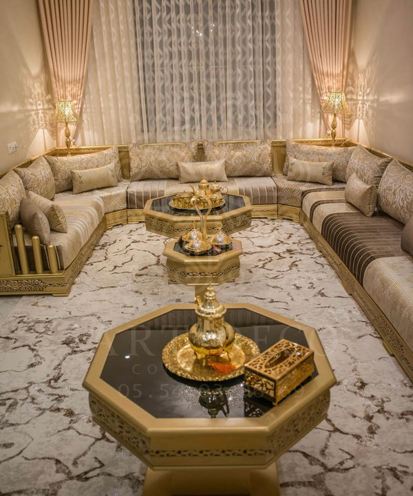 Luxuriöses marokkanisches Majlis-Sofa-Set – Maßgefertigter, handgefertigter Salon-Berber