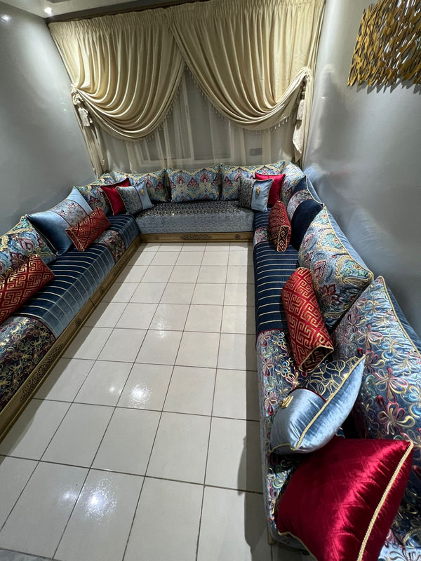 Luxuriöses marokkanisches Majlis-Sofa-Set – Maßgefertigter, handgefertigter Salon-Berber