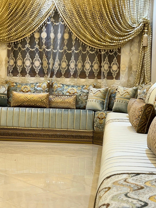 Luxuriöses marokkanisches Majlis-Sofa-Set – Maßgefertigter, handgefertigter Salon-Berber