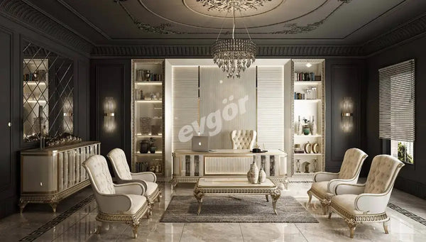 Valentina White Executive Room Set - Elegant & Luxurious Office Furniture