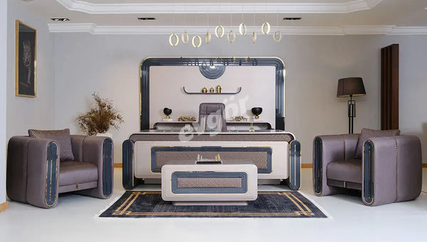 Viyana Luxury Executive Office Set - Presidential Desk, Chair & Seating Collection