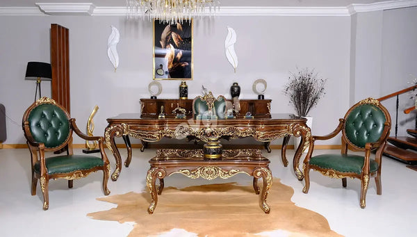 Zümrüt Klasik Makam Odası Takımı - Lüks Tasarım, Ergonomik Koltuk ve Konsol Seti